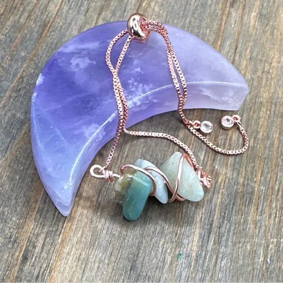 Larimar chunky rose gold adjustable rope chain bracelet/one size fits all - Picture 1 of 7